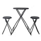 Stowable Folding Side Table and 2 Stool Set, Round Top | Black Iron