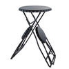Stowable Folding Side Table and 2 Stool Set, Round Top | Black Iron