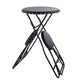 Stowable Folding Side Table and 2 Stool Set, Round Top | Black Iron