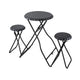 Stowable Folding Side Table and 2 Stool Set, Round Top | Black Iron