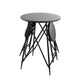 Stowable Folding Side Table, 2 Stool Set, Round Top, Black Iron Cross Base