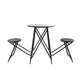 Stowable Folding Side Table, 2 Stool Set, Round Top, Black Iron Cross Base