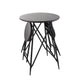 Stowable Folding Side Table, 2 Stool Set, Round Top, Black Iron Cross Base