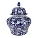Lina Ginger Jar | Floral & Scroll Design | Blue & White Porcelain 17"