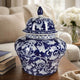 Lina Ginger Jar | Floral & Scroll Design | Blue & White Porcelain 17"