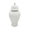 Ginger Jar with Domed Lid & Finial | Tapered Body | White Porcelain 20"