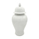 Ginger Jar with Domed Lid & Finial | Tapered Body | White Porcelain 20"