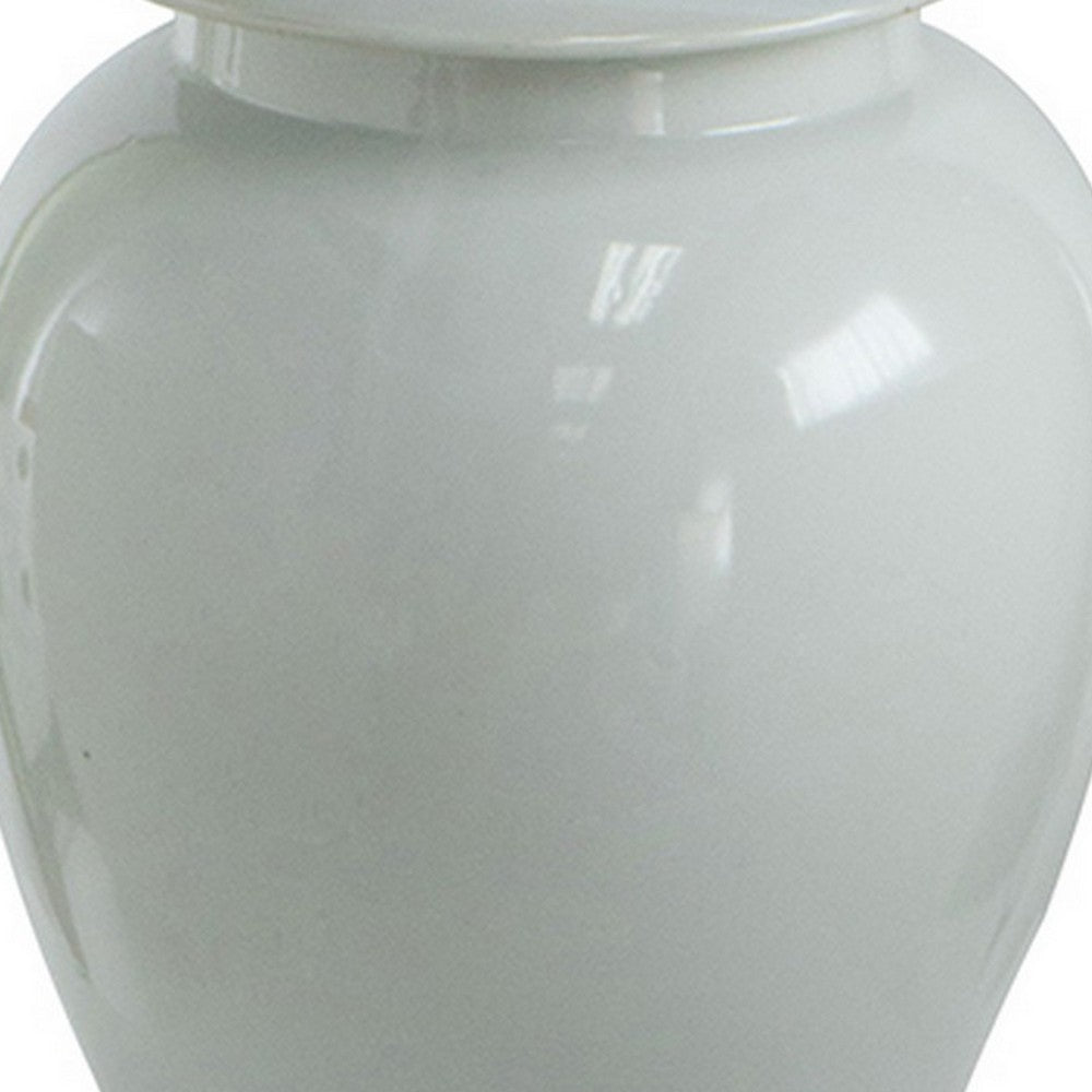 Ginger Jar with Domed Lid & Finial | Tapered Body | White Porcelain 20"