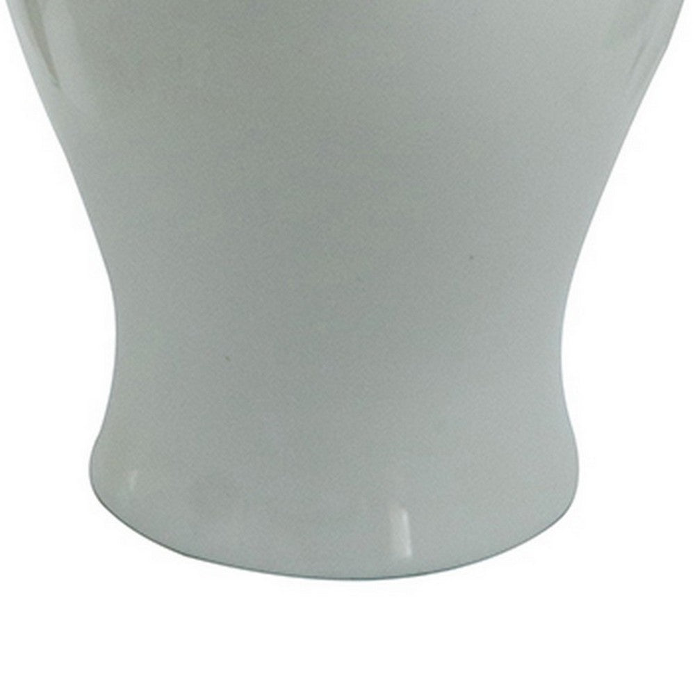 Ginger Jar with Domed Lid & Finial | Tapered Body | White Porcelain 20"