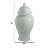 Ginger Jar with Domed Lid & Finial | Tapered Body | White Porcelain 20"