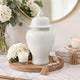 Ginger Jar with Domed Lid & Finial | Tapered Body | White Porcelain 20"