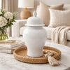 Ginger Jar with Domed Lid & Finial | Tapered Body | White Porcelain 20"