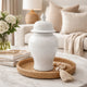 Ginger Jar with Domed Lid & Finial | Tapered Body | White Porcelain 20"