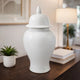 Ginger Jar with Domed Lid & Finial | Tapered Body | White Porcelain 20"
