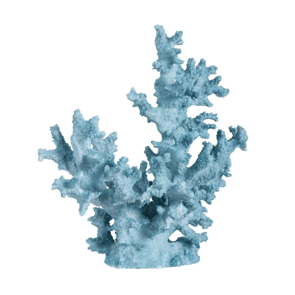 Decorative Sculpture | Faux Coral Accent | Blue Polyresin | 11" Modern
