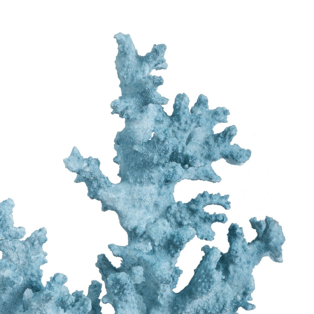 Decorative Sculpture | Faux Coral Accent | Blue Polyresin | 11" Modern