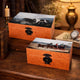 Storage Box Set of 2 | Hunting Dogs & Horse Drawn Carriage Print | Brown