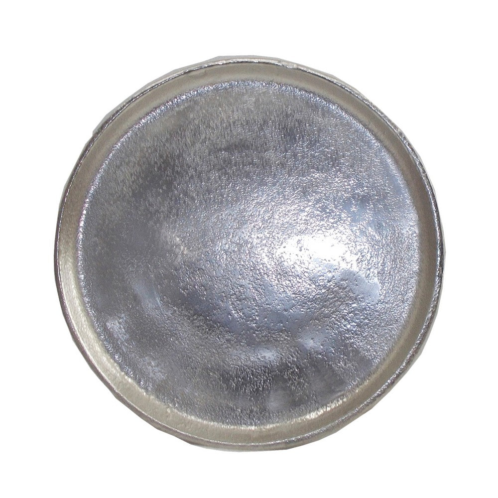 Decorative Plate | Rustic Textured Distress Silver Aluminum 10" Round