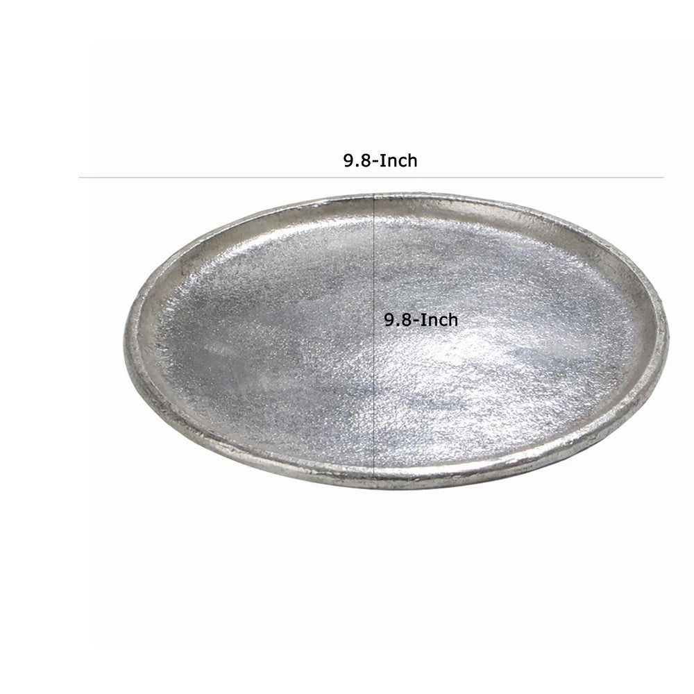 Decorative Plate | Rustic Textured Distress Silver Aluminum 10" Round