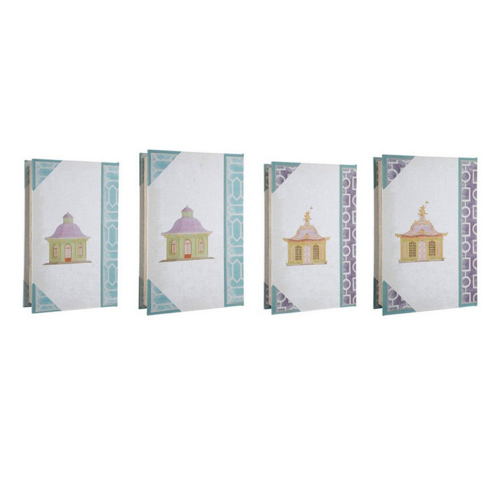 Meer Book Storage Box Set of 8 | Chinoiserie Architectural Design | White