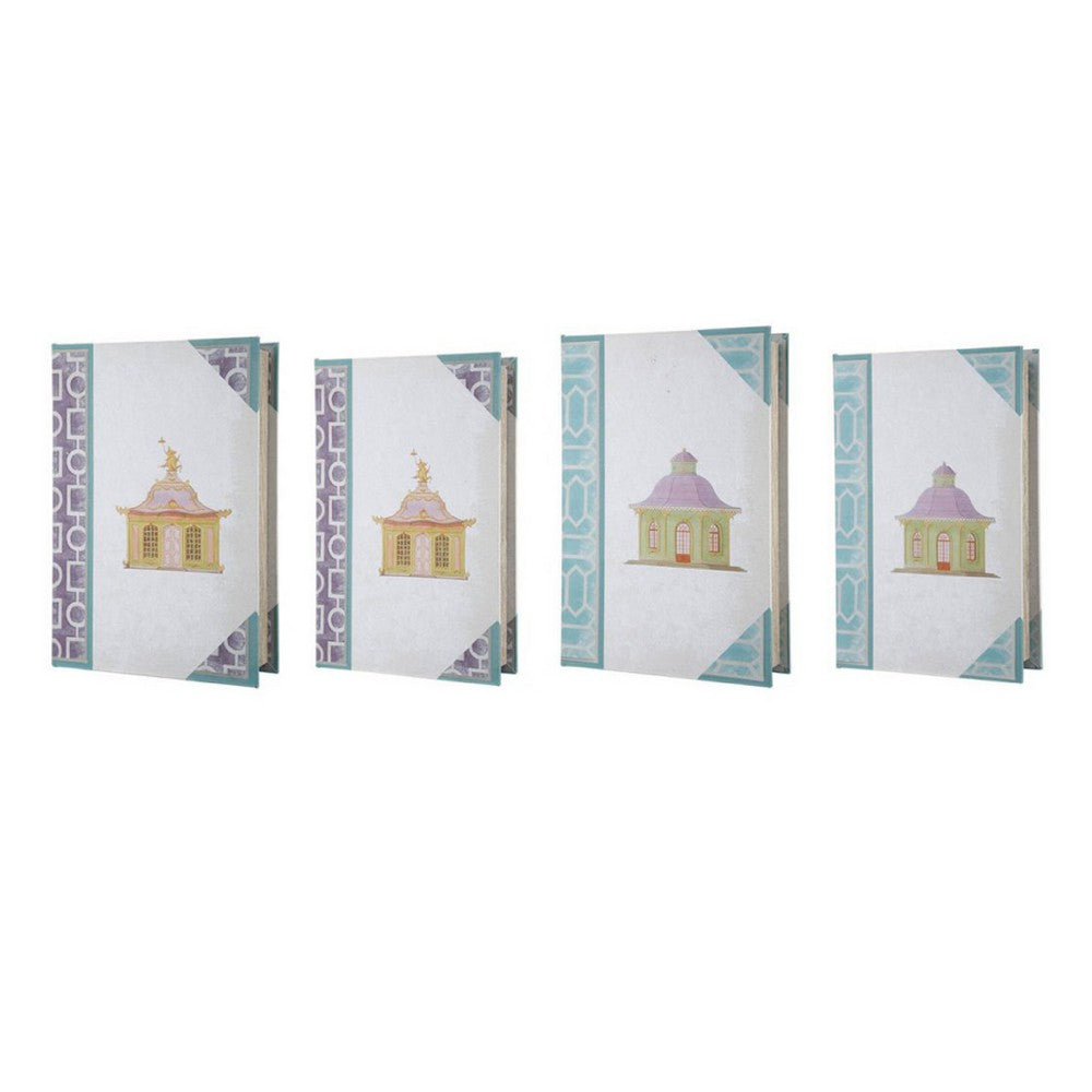Meer Book Storage Box Set of 8 | Chinoiserie Architectural Design | White