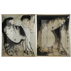 Decorative Serving Tray Set of 2 | Japanese Black & White Glass Print
