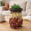 Decorative Flower Vase | 10" Textured Red Cream & Brown Terracotta