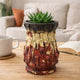 Decorative Flower Vase | 10" Textured Red Cream & Brown Terracotta