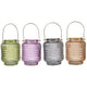 Aly Colorful Candle Holder Set of 4 | Cut Glass Jars with Iron Handles