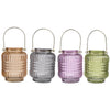 Aly Colorful Candle Holder Set of 4 | Cut Glass Jars with Iron Handles