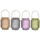 Aly Colorful Candle Holder Set of 4 | Cut Glass Jars with Iron Handles