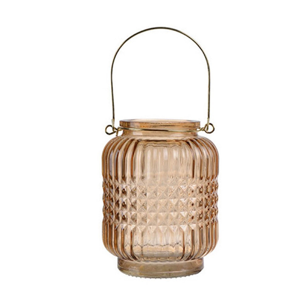 Aly Colorful Candle Holder Set of 4 | Cut Glass Jars with Iron Handles