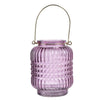 Aly Colorful Candle Holder Set of 4 | Cut Glass Jars with Iron Handles
