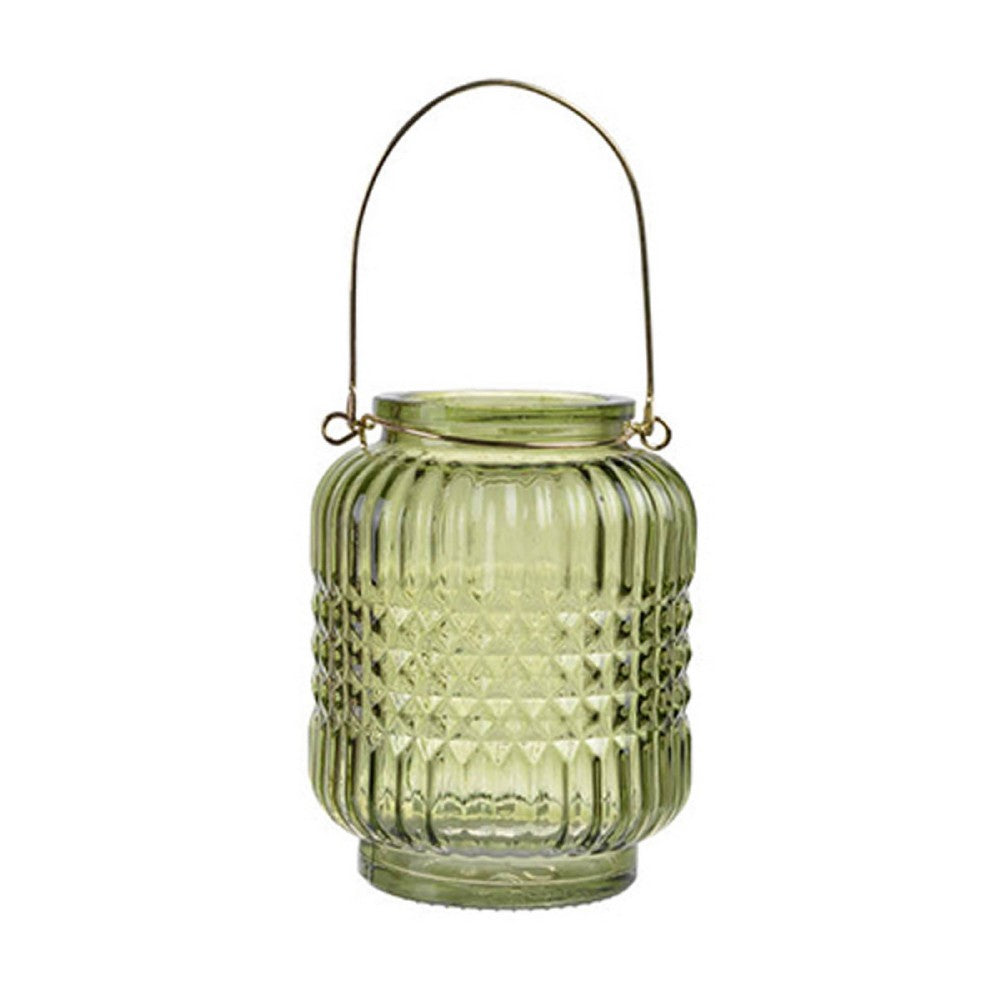 Aly Colorful Candle Holder Set of 4 | Cut Glass Jars with Iron Handles