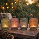 Aly Colorful Candle Holder Set of 4 | Cut Glass Jars with Iron Handles