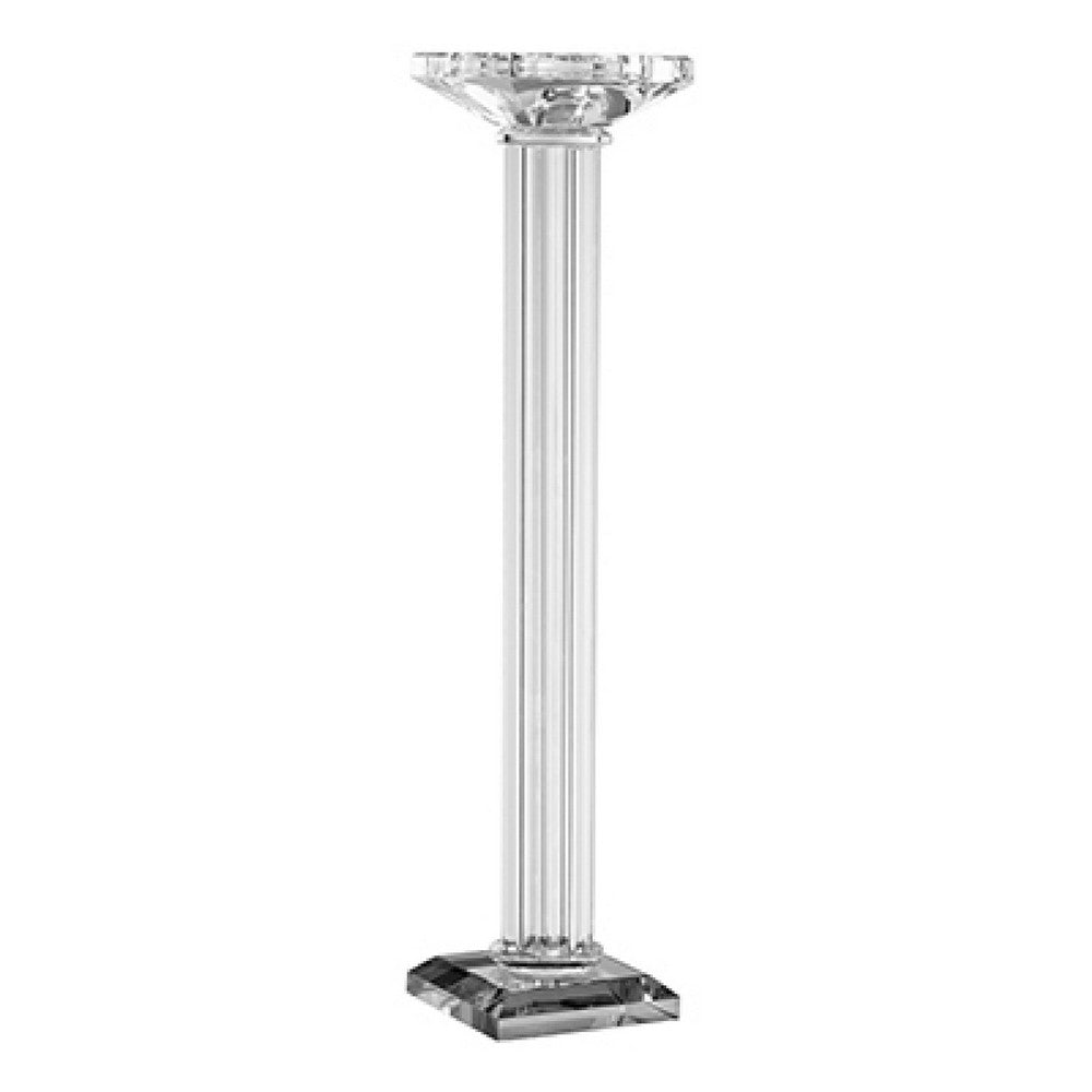 Pillar Candle Holder | 17" Tall Fluted Clear Glass | Classic Square Base