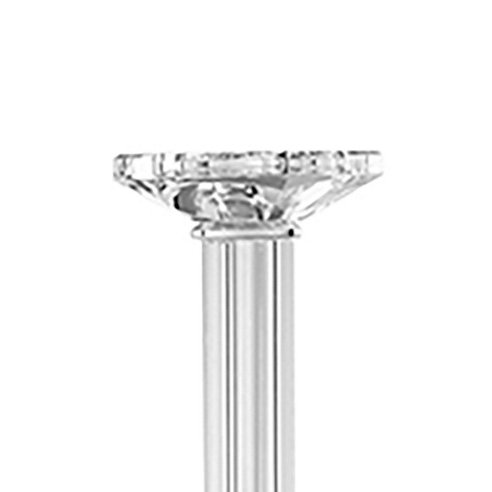 Pillar Candle Holder | 17" Tall Fluted Clear Glass | Classic Square Base