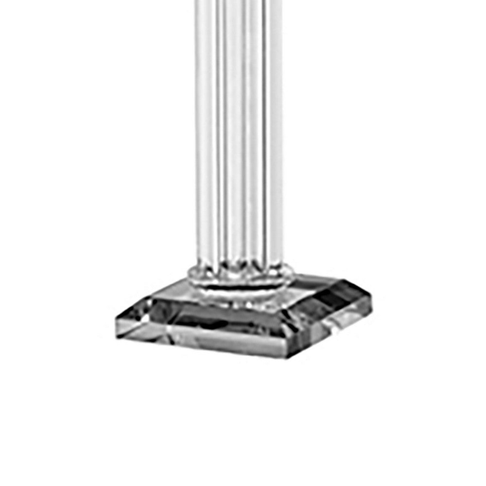 Pillar Candle Holder | 17" Tall Fluted Clear Glass | Classic Square Base