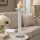 Pillar Candle Holder | 17" Tall Fluted Clear Glass | Classic Square Base