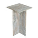 Levi Side End Table | 15" Square Top | Geometric Gray Marble Base