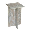 Levi Side End Table | 15" Square Top | Geometric Gray Marble Base