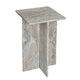 Levi Side End Table | 15" Square Top | Geometric Gray Marble Base