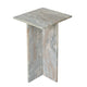 Levi Side End Table | 15" Square Top | Geometric Gray Marble Base