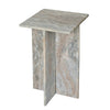 Levi Side End Table | 15" Square Top | Geometric Gray Marble Base