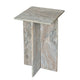 Levi Side End Table | 15" Square Top | Geometric Gray Marble Base
