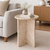 Levi Side End Table | 15" Round Top | Geometric Gray Marble Base