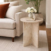 Levi Side End Table | 15" Round Top | Geometric Gray Marble Base