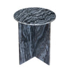 Levi Side End Table | 20" Round Top | Geometric Black Marble Base