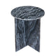 Levi Side End Table | 20" Round Top | Geometric Black Marble Base