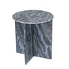 Levi Side End Table | 20" Round Top | Geometric Black Marble Base